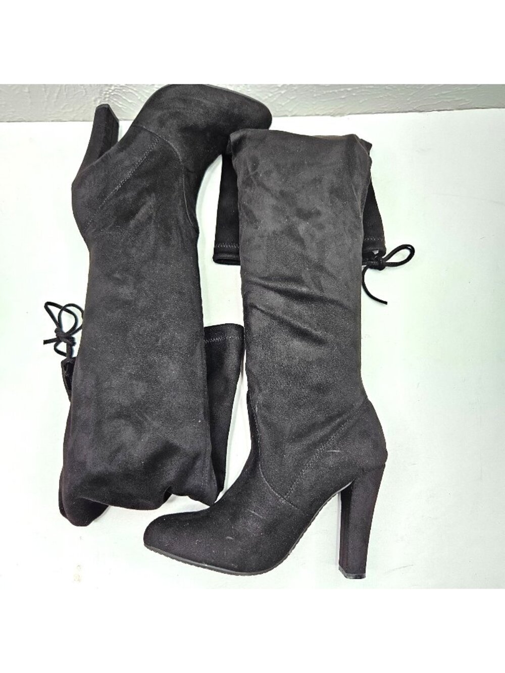 Steve Madden Thigh High Boots Black High Block Heel Dressy Tall Sock Boot Size 7